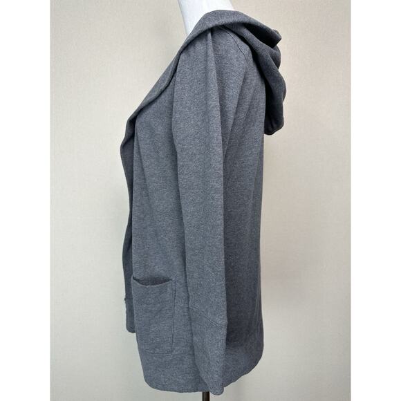 ANN TAYLOR LOFT Cardigan XS Open Front Hooded Cotton Blend Gray Classic - Picture 11 of 16